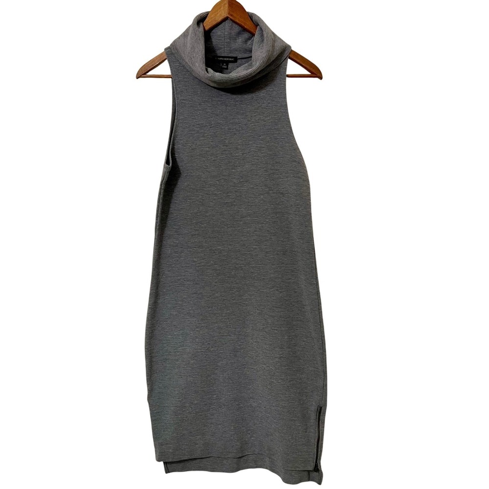 Banana Republic Grey Sleeveless Turtleneck Midi‎ Dress Size M Designer Workwear